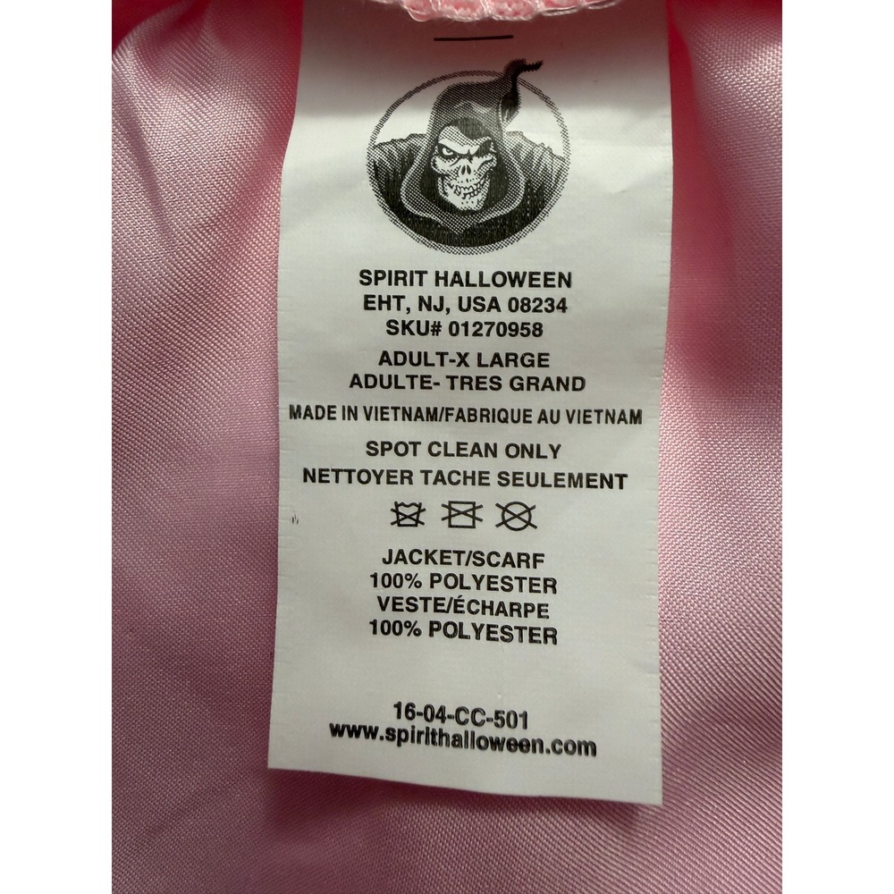 Spirit Halloween The Pink Satin Ladies Costume Jacket Scarf Glasses XL 12-14 - Picture 4 of 7